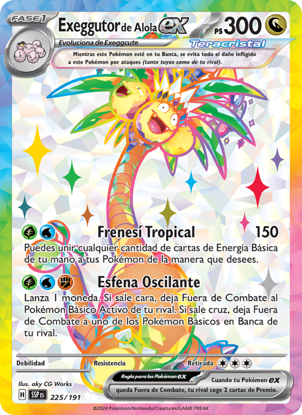 Exeggutor de Alola ex 225 — Chispas Fulgurantes (Spanish Pokémon TCG card)