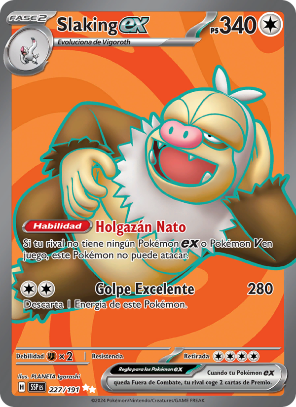 Slaking ex 227 — Chispas Fulgurantes (Spanish Pokémon TCG card)