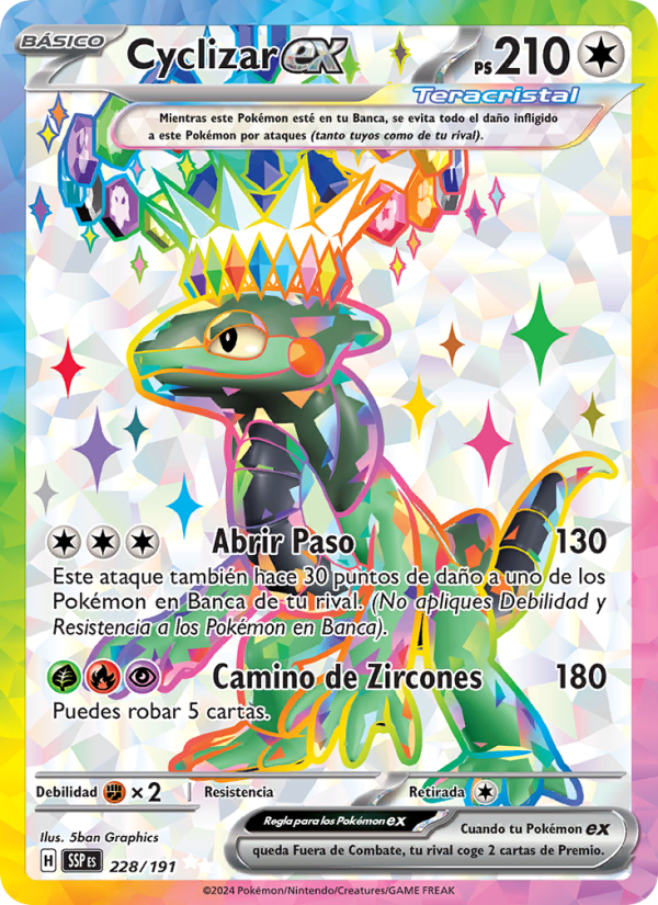 Cyclizar ex 228 — Chispas Fulgurantes (Spanish Pokémon TCG card)