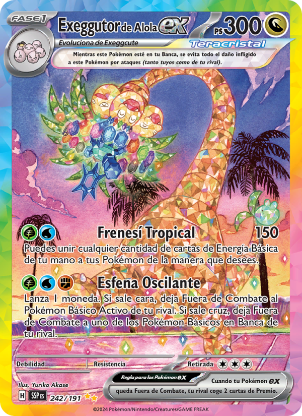 Exeggutor de Alola ex 242 — Chispas Fulgurantes (Spanish Pokémon TCG card)