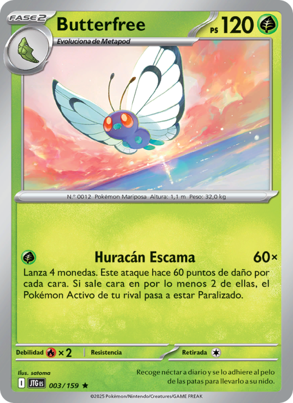 Butterfree 003 — Juntos de Aventuras (Spanish Pokémon TCG card)
