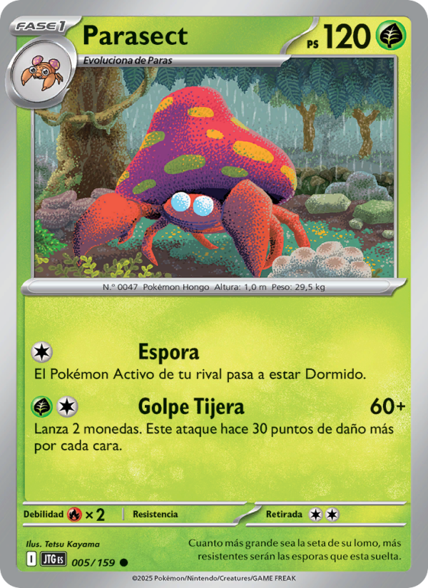 Parasect 005 — Juntos de Aventuras (Spanish Pokémon TCG card)