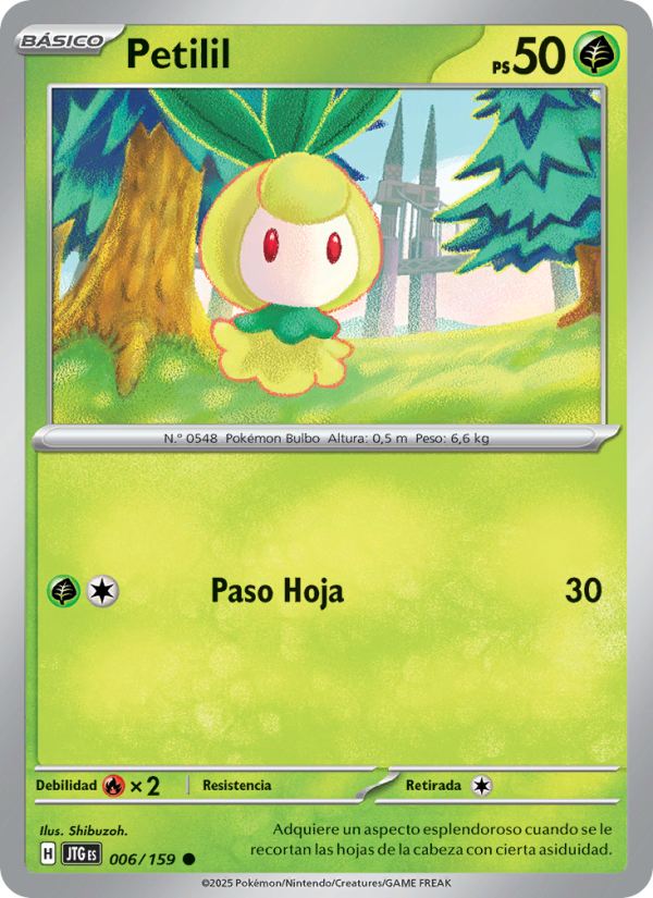 Petilil 006 — Juntos de Aventuras (Spanish Pokémon TCG card)