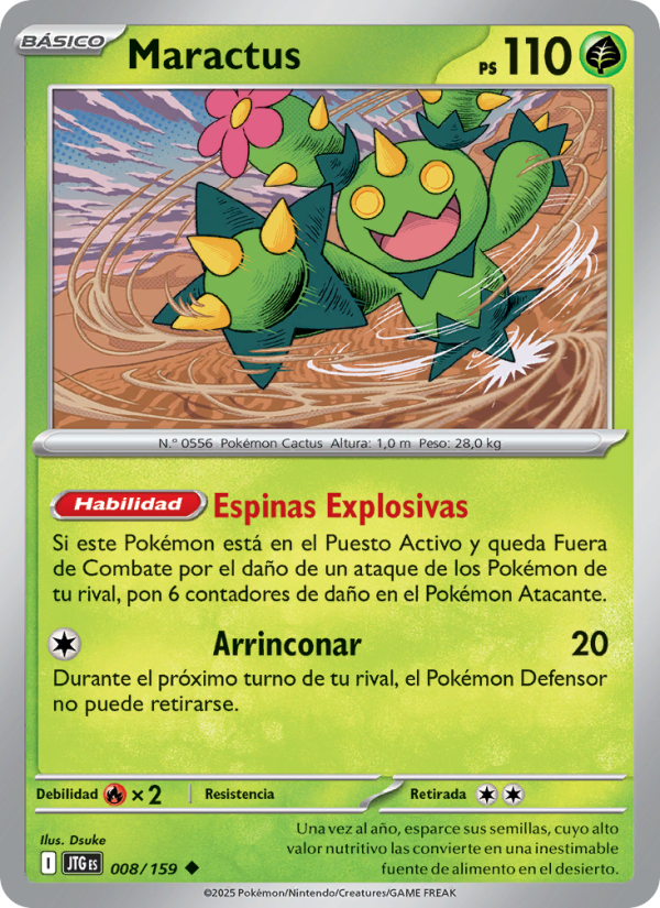 Maractus 008 — Juntos de Aventuras (Spanish Pokémon TCG card)
