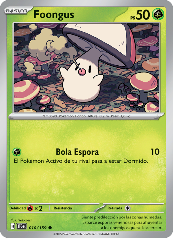Foongus 010 — Juntos de Aventuras (Spanish Pokémon TCG card)