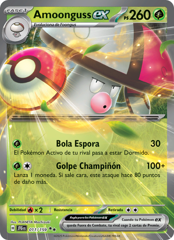 Amoonguss ex 011 — Juntos de Aventuras (Spanish Pokémon TCG card)