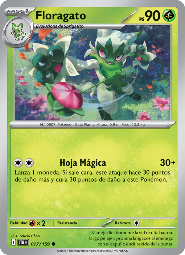Floragato 017 — Juntos de Aventuras (Spanish Pokémon TCG card)