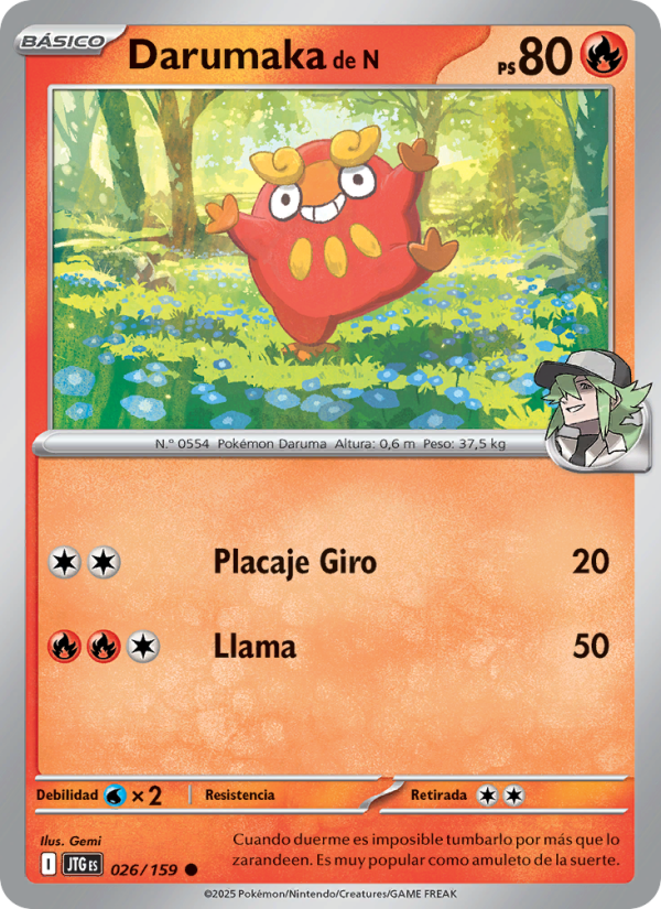 Darumaka de N 026 — Juntos de Aventuras (Spanish Pokémon TCG card)
