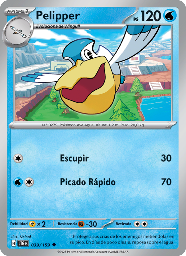 Pelipper 039 — Juntos de Aventuras (Spanish Pokémon TCG card)