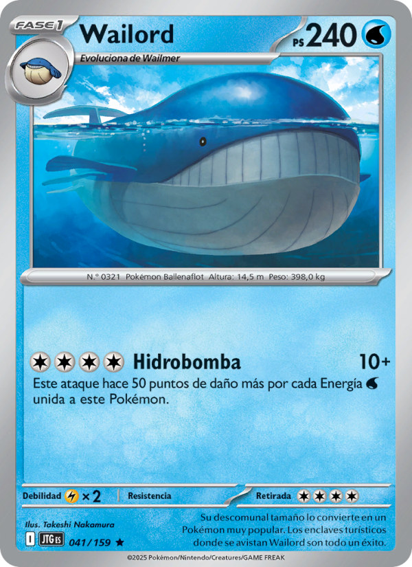 Wailord 041 — Juntos de Aventuras (Spanish Pokémon TCG card)