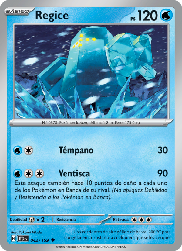 Regice 042 — Juntos de Aventuras (Spanish Pokémon TCG card)