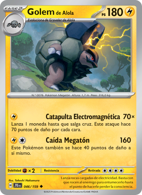 Golem de Alola 046 — Juntos de Aventuras (Spanish Pokémon TCG card)