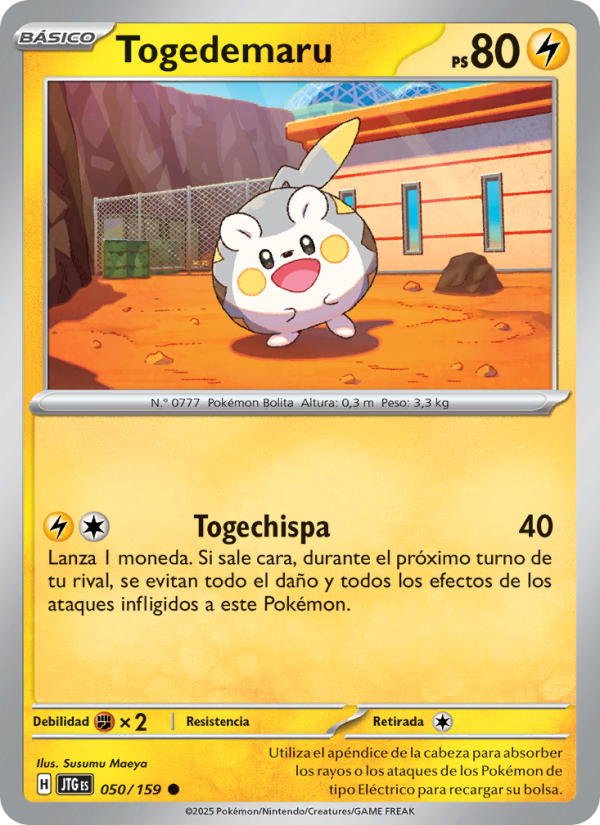 Togedemaru 050 — Juntos de Aventuras (Spanish Pokémon TCG card)