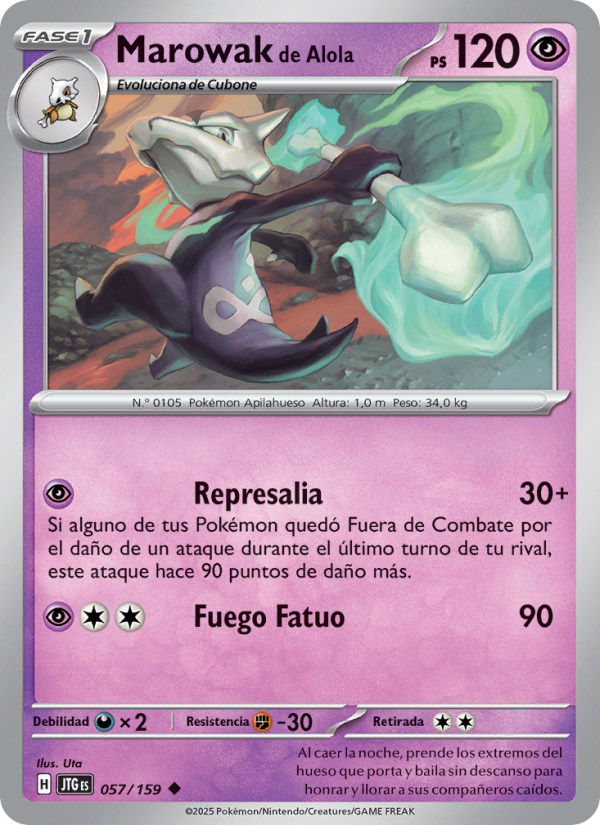Marowak de Alola 057 — Juntos de Aventuras (Spanish Pokémon TCG card)