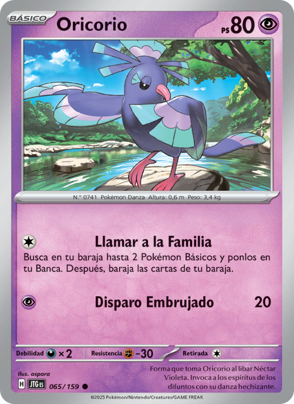 Oricorio 065 — Juntos de Aventuras (Spanish Pokémon TCG card)