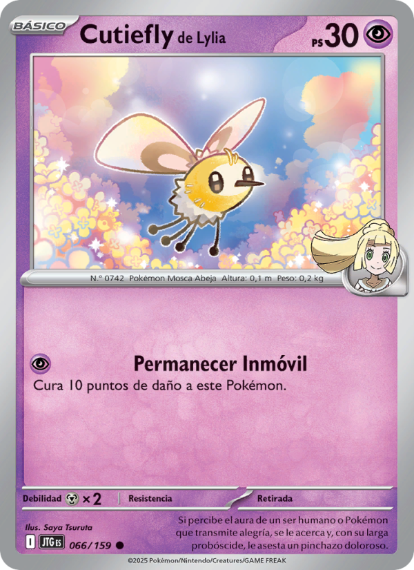 Cutiefly de Lylia 066 — Juntos de Aventuras (Spanish Pokémon TCG card)