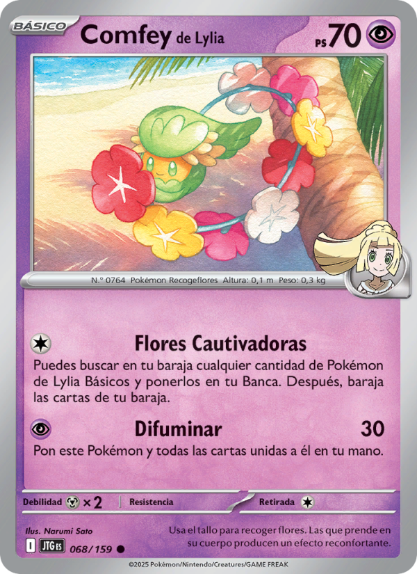 Comfey de Lylia 068 — Juntos de Aventuras (Spanish Pokémon TCG card)