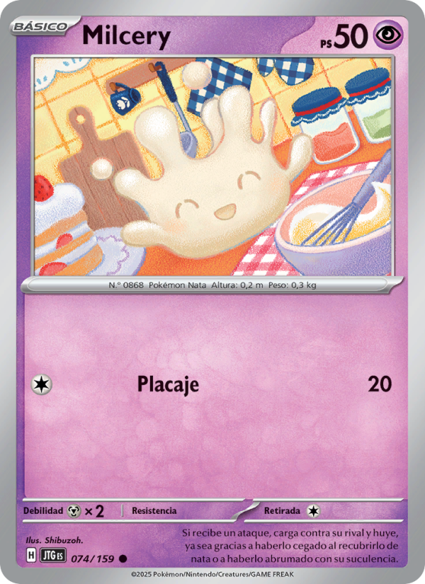 Milcery 074 — Juntos de Aventuras (Spanish Pokémon TCG card)