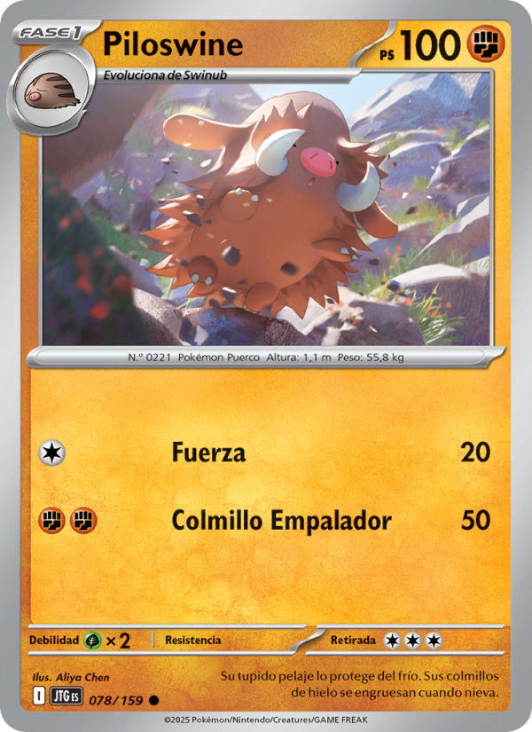 Piloswine 078 — Juntos de Aventuras (Spanish Pokémon TCG card)