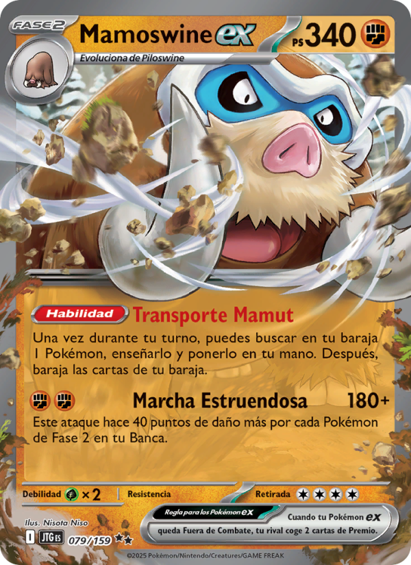 Mamoswine ex 079 — Juntos de Aventuras (Spanish Pokémon TCG card)