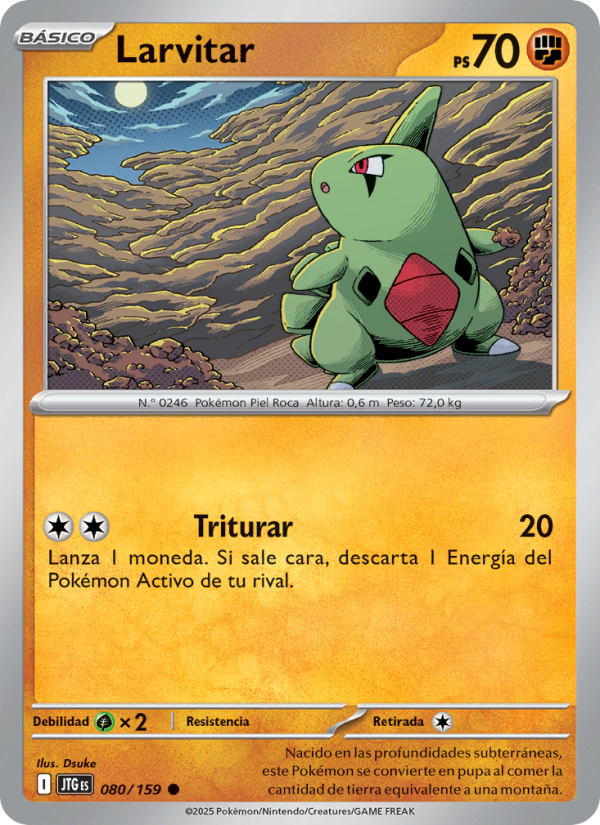 Larvitar 080 — Juntos de Aventuras (Spanish Pokémon TCG card)
