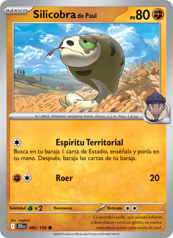 Silicobra de Paul 086 — Juntos de Aventuras (Spanish Pokémon TCG card)