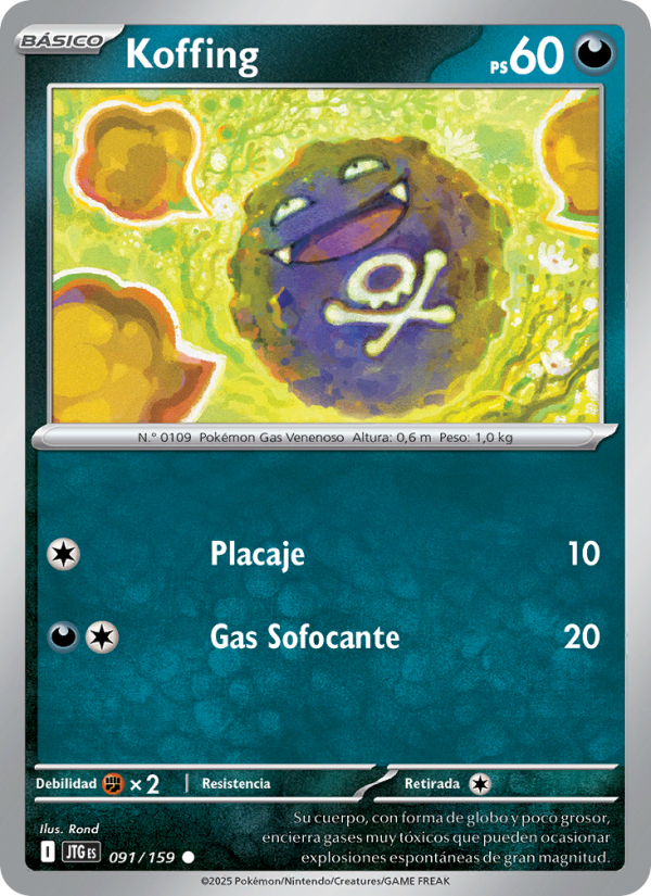 Koffing 091 — Juntos de Aventuras (Spanish Pokémon TCG card)