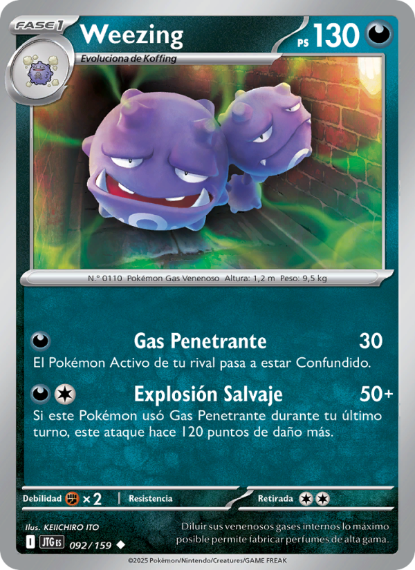 Weezing 092 — Juntos de Aventuras (Spanish Pokémon TCG card)