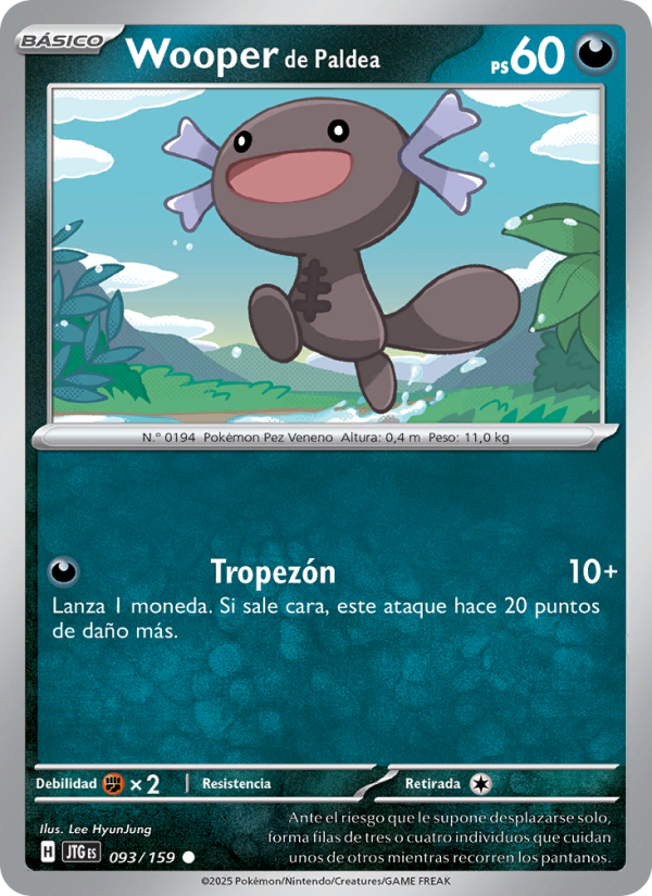 Wooper de Paldea 093 — Juntos de Aventuras (Spanish Pokémon TCG card)