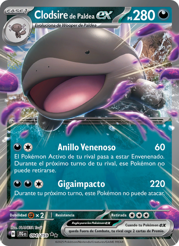 Clodsire de Paldea ex 094 — Juntos de Aventuras (Spanish Pokémon TCG card)