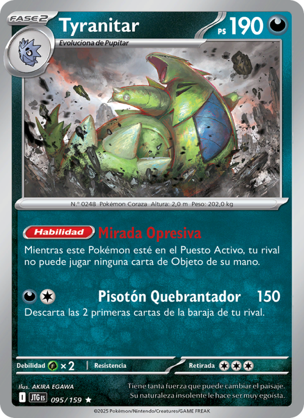 Tyranitar 095 — Juntos de Aventuras (Spanish Pokémon TCG card)
