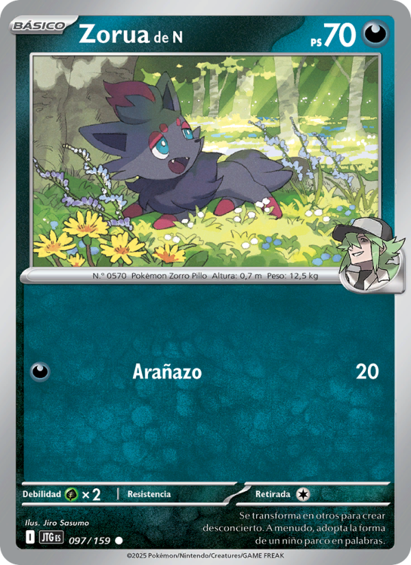 Zorua de N 097 — Juntos de Aventuras (Spanish Pokémon TCG card)