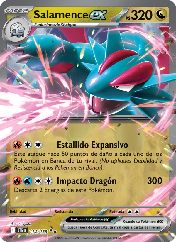Salamence ex 114 — Juntos de Aventuras (Spanish Pokémon TCG card)