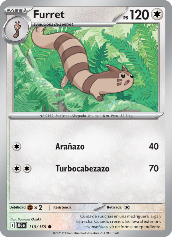 Furret 119 — Juntos de Aventuras (Spanish Pokémon TCG card)