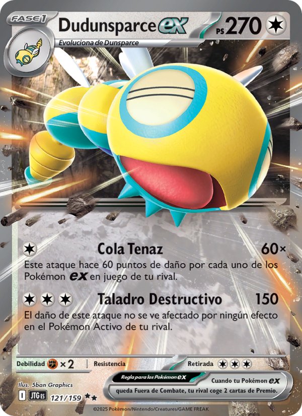 Dudunsparce ex 121 — Juntos de Aventuras (Spanish Pokémon TCG card)