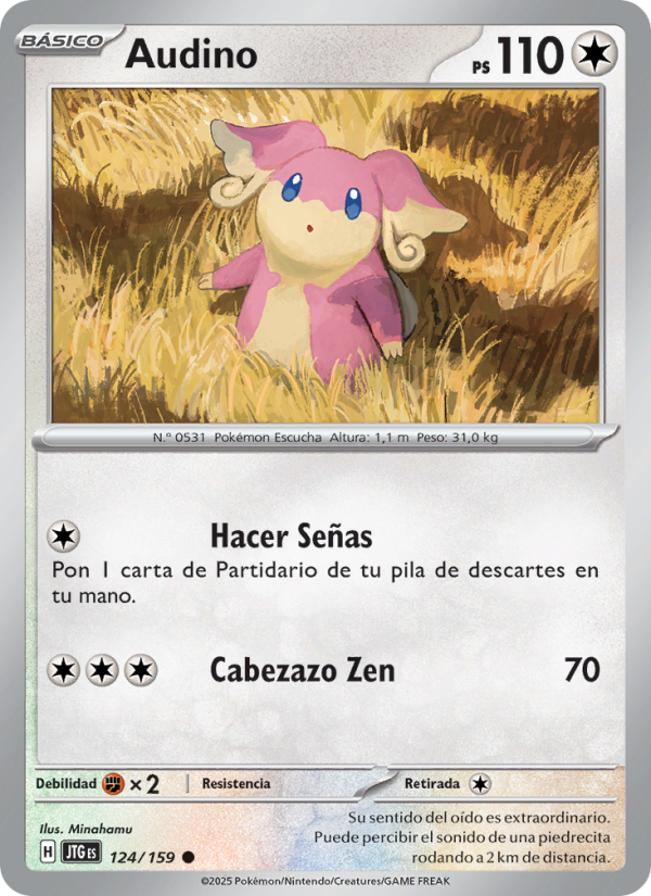 Audino 124 — Juntos de Aventuras (Spanish Pokémon TCG card)