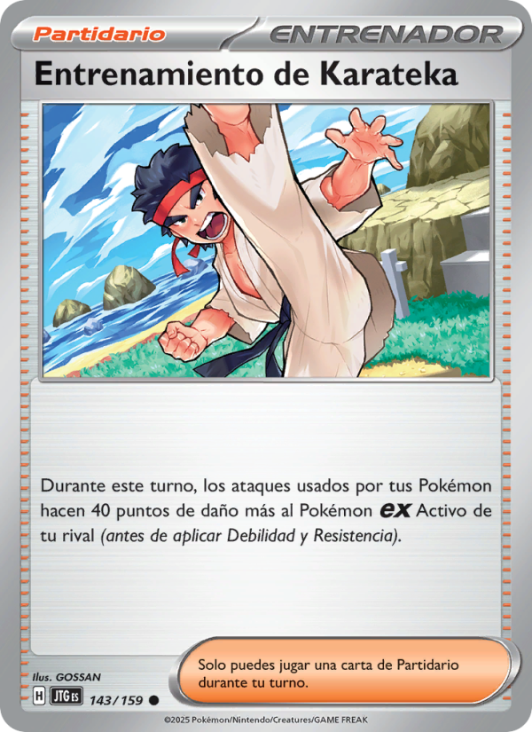 Entrenamiento de Karateka 143 — Juntos de Aventuras (Spanish Pokémon TCG card)