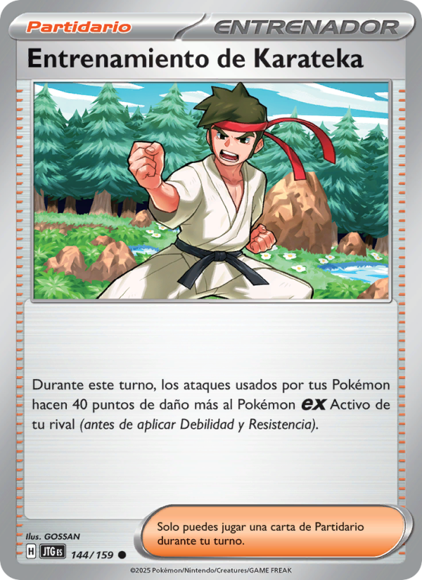 Entrenamiento de Karateka 144 — Juntos de Aventuras (Spanish Pokémon TCG card)