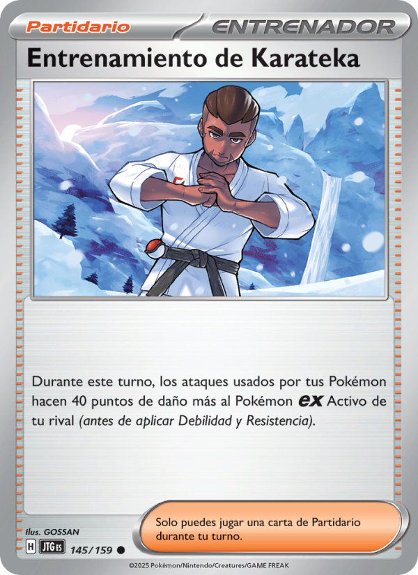 Entrenamiento de Karateka 145 — Juntos de Aventuras (Spanish Pokémon TCG card)