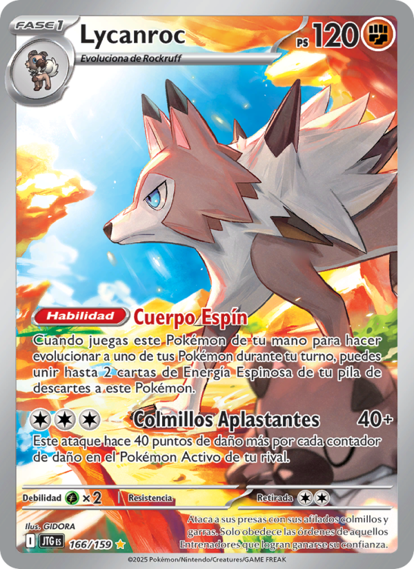 Lycanroc 166 — Juntos de Aventuras (Spanish Pokémon TCG card)