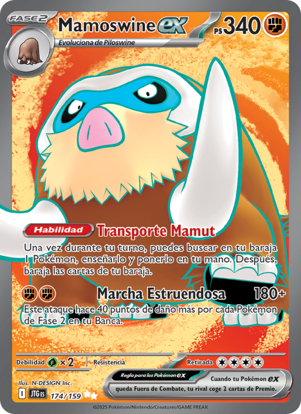 Mamoswine ex 174 — Juntos de Aventuras (Spanish Pokémon TCG card)