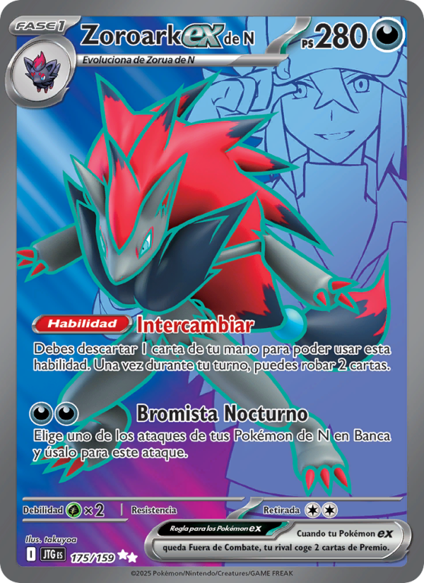 Zoroark ex de N 175 — Juntos de Aventuras (Spanish Pokémon TCG card)