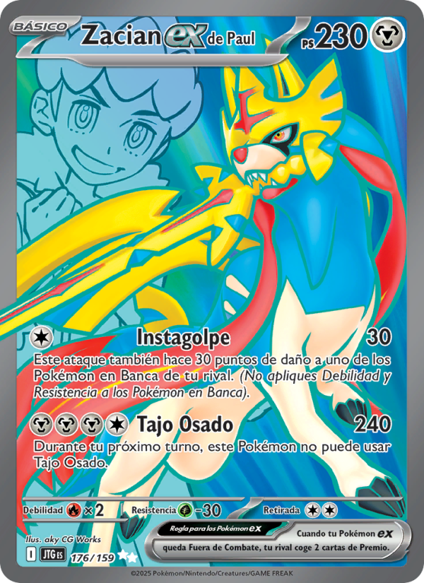 Zacian ex de Paul 176 — Juntos de Aventuras (Spanish Pokémon TCG card)