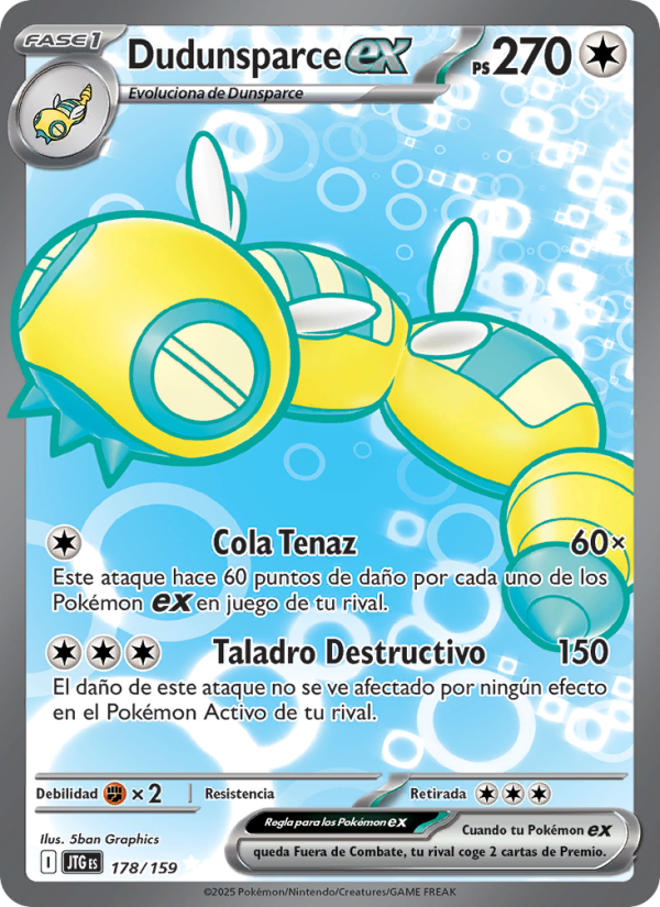 Dudunsparce ex 178 — Juntos de Aventuras (Spanish Pokémon TCG card)