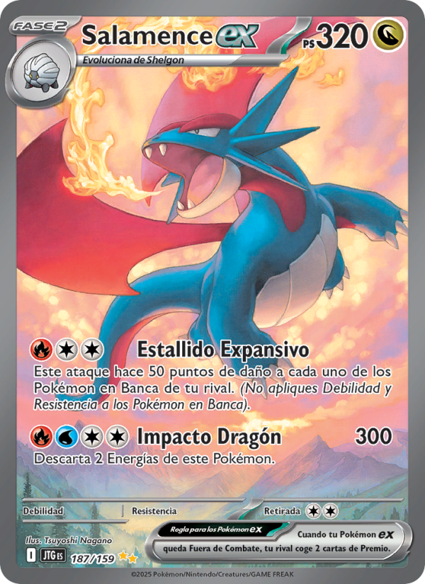 Salamence ex 187 — Juntos de Aventuras (Spanish Pokémon TCG card)