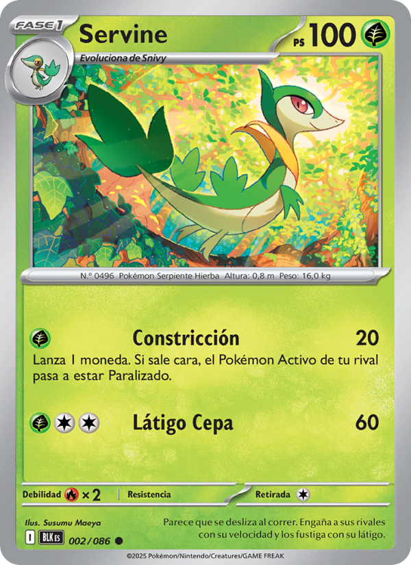 Servine 002 — Fulgor Negro (Spanish Pokémon TCG card)
