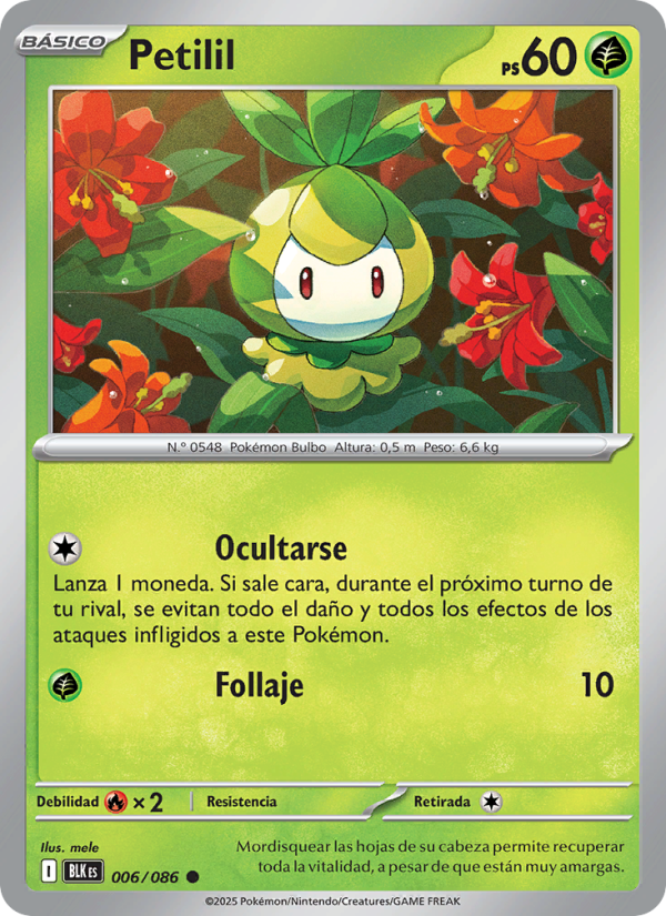 Petilil 006 — Fulgor Negro (Spanish Pokémon TCG card)