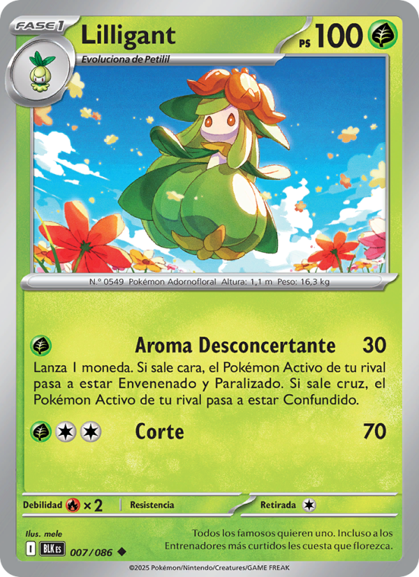 Lilligant 007 — Fulgor Negro (Spanish Pokémon TCG card)