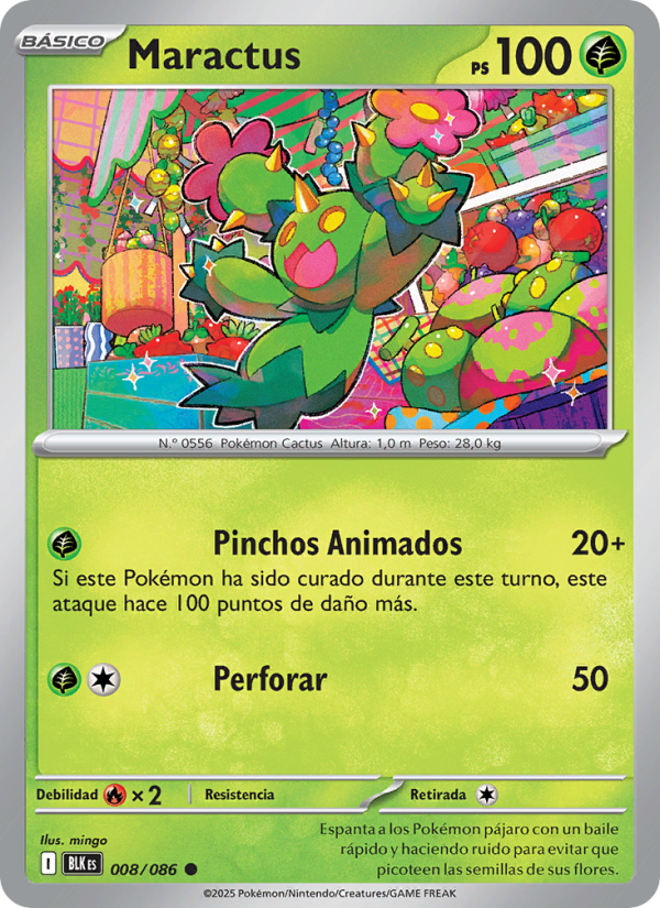 Maractus 008 — Fulgor Negro (Spanish Pokémon TCG card)