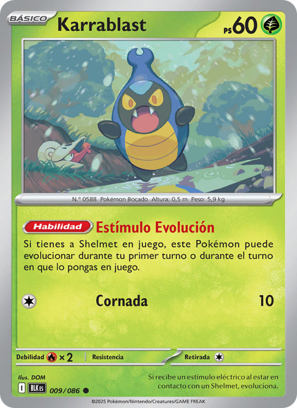 Karrablast 009 — Fulgor Negro (Spanish Pokémon TCG card)